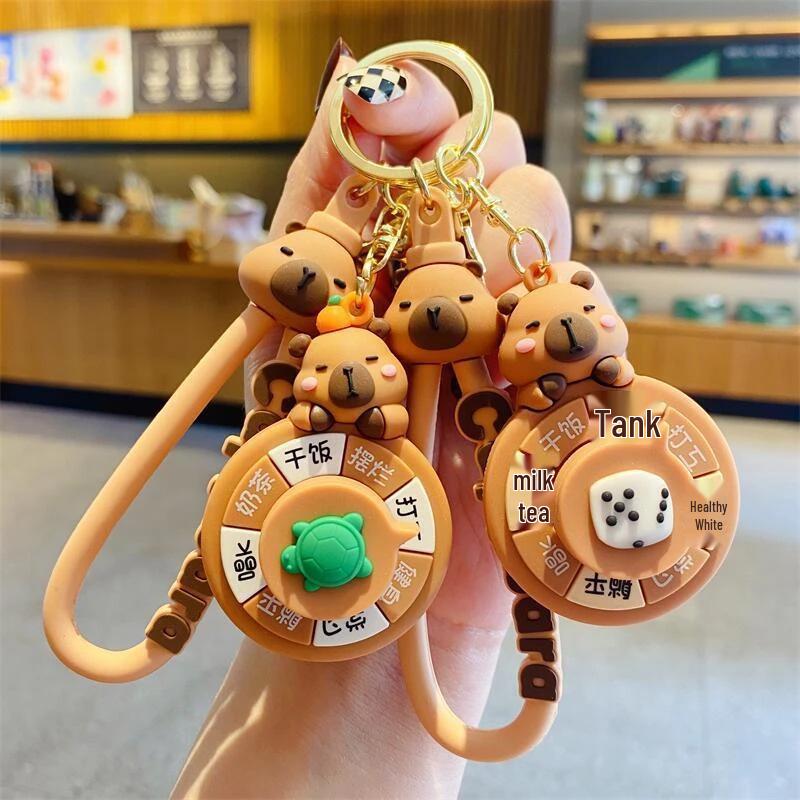 Capybara Spinner Keychain: Free Shipping & Newcomers Save ¥5! Perfect for Car Keys & Backpacks.