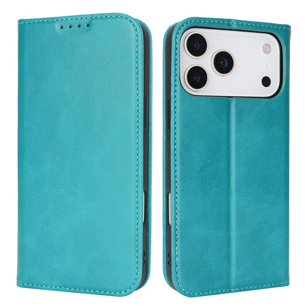 For iPhone 17 Pro Max Case PU Leather Calf Textured Magnetic Closing Smart Phone Cover
