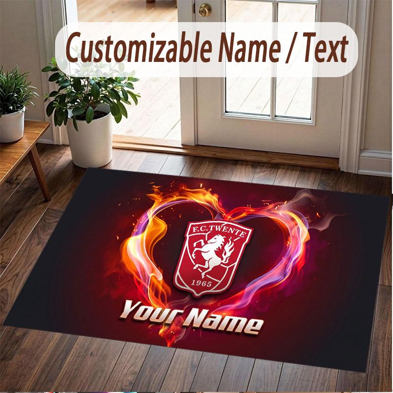Custom Rug FC Twente Pattern Print Name Text Soft Non‑Slip Floor Carpet for Home Indoor Decoration