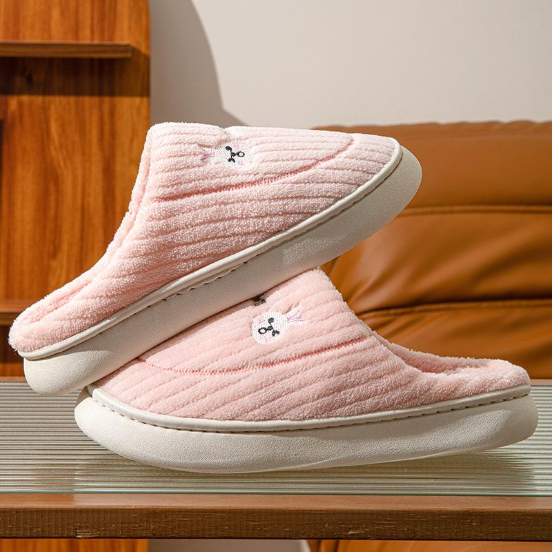 Хлопковые тапочки женские осень и зима пара домашние комнатные нескользящая толстая подошва плюшевые теплые мужские зимние