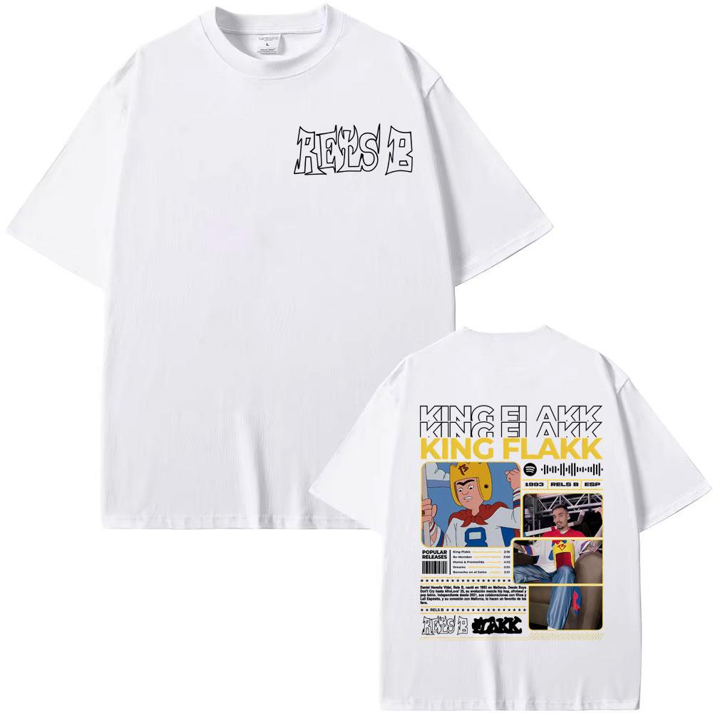 Rapper RELS B King Flakk Smile Album Cover T-shirt Men Women High Quality Hip Hop Gothic T Shirts Oversized Pure Cotton T Shirt