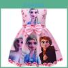 Мультяшное платье для девочки Эльзы из мультфильма «Холодное сердце» из смесовой хлопковой ткани для летних игр