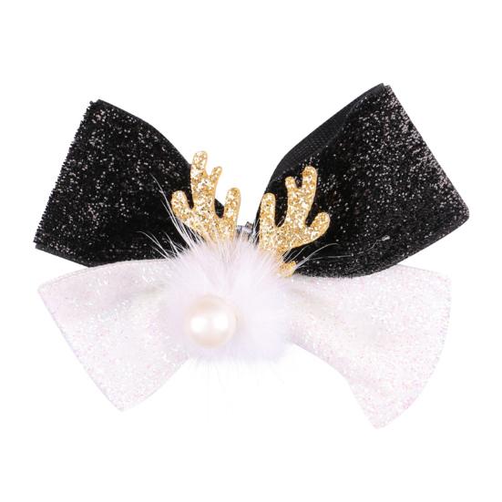 Рождественские заколки для волос, заколка-бант из рогов оленя с меховым шариком, рождественский бант, головной убор для женщин и девочек, праздничный аксессуар для волос