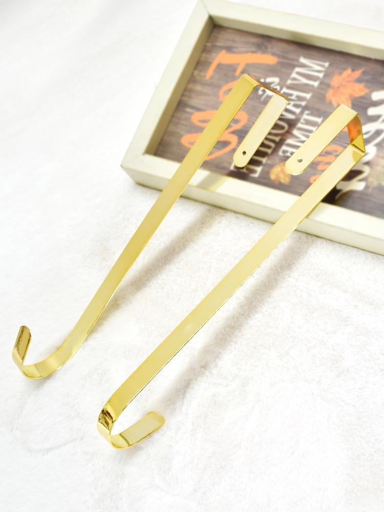 Golden Wrought Iron Christmas Wreath and Stocking Hook