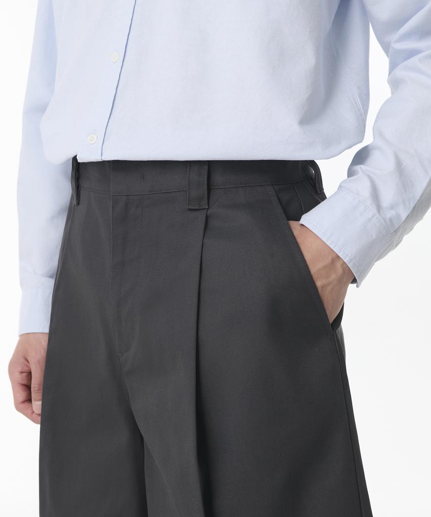 MUSINSA STANDARD Heavyweight Cp One-Pleat Long Bermuda Pants [Grey]