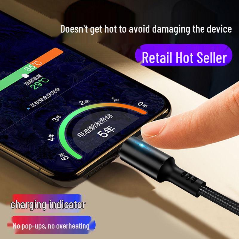 Светящийся кабель USB-C Lightning для быстрой зарядки 5А для устройств Apple и Android