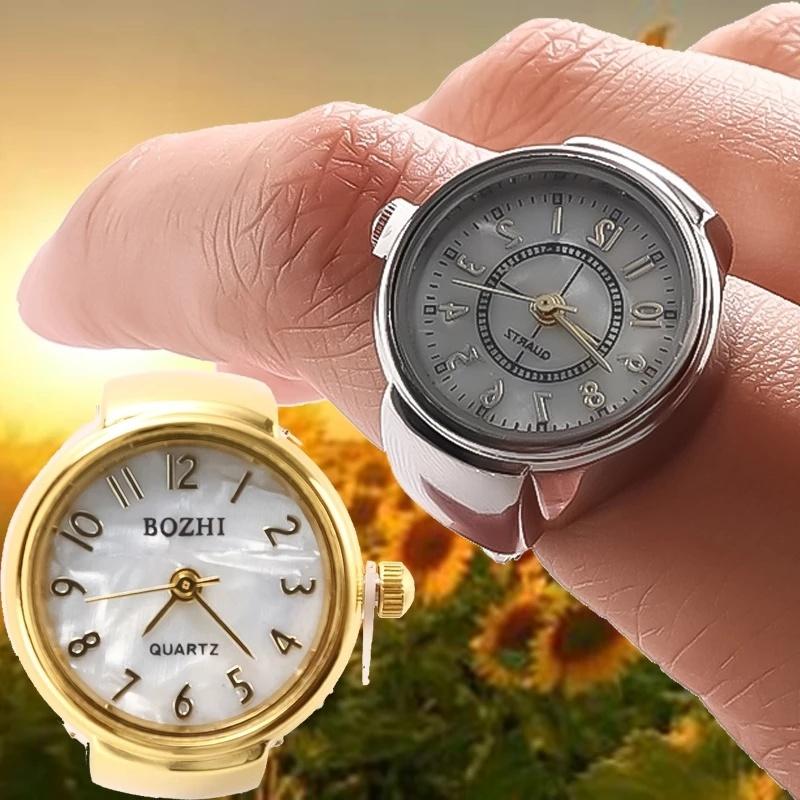 1Pc Retro Punk Quartz Finger Watch Ring for Women Men Couple Rings Digital Watches Elastic Stretchy Finger Band Rings Clock