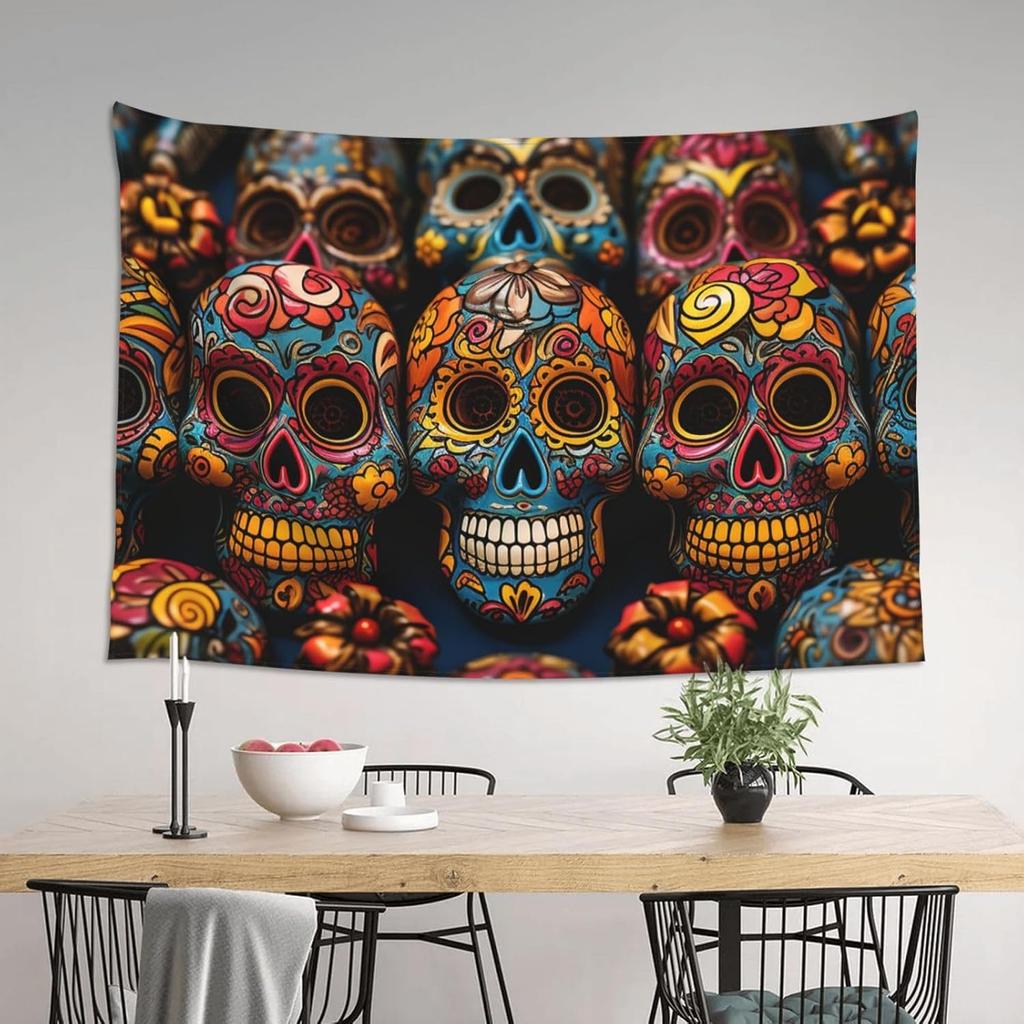 Tapestry Wall Hanging for Bedroom Aesthetic Wall Mural Tapestries Art Backdrop Colorful Sugar Skulls Tapestries Landscape Poster