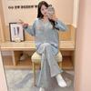 2025 весна хлопок кардиган пижама комплект для женщин цветочный длинный рукав брюки комплект женская пижама домашняя одежда милый серый молодая девушка пижама костюм
