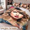 Taylor Swift Printed Bedding Set Custom Name Text 1 Duvet Cover 2 Pillowcases For Bedroom