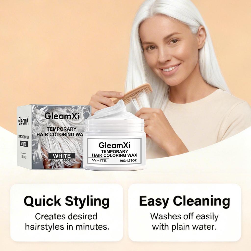 GleamXi Белый Временный Цвет Волос - Мягкая, Легкая в Использовании Японская Формула для Естественно Выглядящих Вечеринок