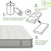 Upholstered Single Bed, headboard with golden decorative stripes, USB Type-C charging, 90*200 cm, Beige linen with 4 drawers (With mattress)