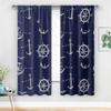 Navy Blue Nautical Curtains Drapes Coastal Marine Decor Anchor Ship Wheel Pattern Window Coverings Grommet Curtains for Beach