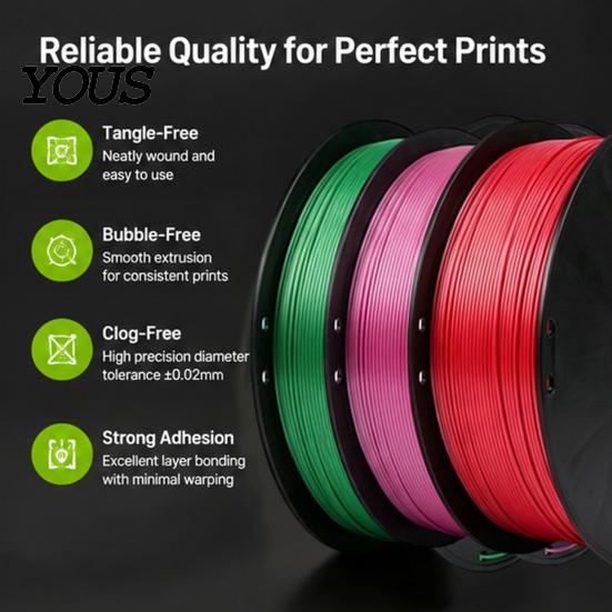 Филамент для 3D-печати Silk PLA, 1,75 мм, катушка 1 кг, низкая усадка, не засоряет сопло, для проектов печати, аккуратно намотанный, PLA с металлической текстурой
