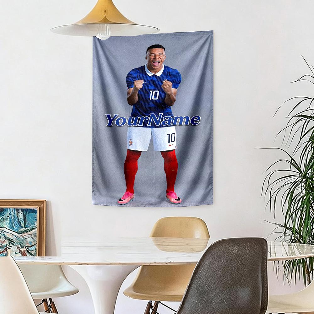 Mbappe Custom Your Name Wall Decor Tapestry Art For Pet Memorial Birthdaywedding Party Backdrop Family Gift