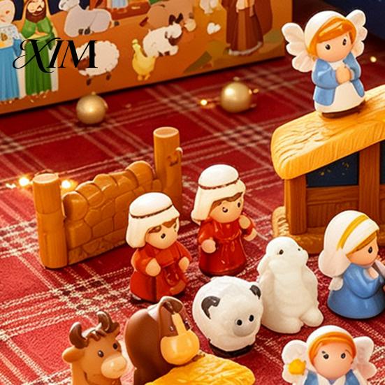 Интерактивная Рождественская Игрушка-Сюрприз 24 Дня Адвент-Календарь Рождество для Детей, Украшение с Обратным Отсчетом для Детей с Мини-Фигурками, Праздник