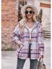 2024 New Autumn and Winter Fashion Simple Casual Hooded Plaid Shirt Loose and Comfortable Commuting Medium Length Women's Coat