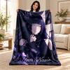 Hyuga Hinata Custom Name Fleece Blanket Personalized Soft Cozy Throw Blanket Customized Gift for Birthday Christmas