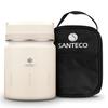 Термос для супа SANTECO с вакуумной изоляцией, 500 мл, широкое горлышко, термос для ланча с изоляцией, ложка и специальная сумка в комплекте, стильный, унисекс, идеально подходит для пикников и
