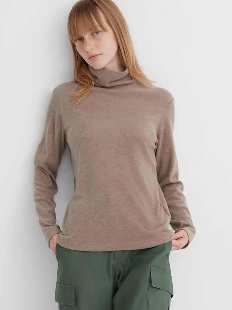 Uniqlo Футболка-водолазка с длинным рукавом из флиса Japan HeaTTech 