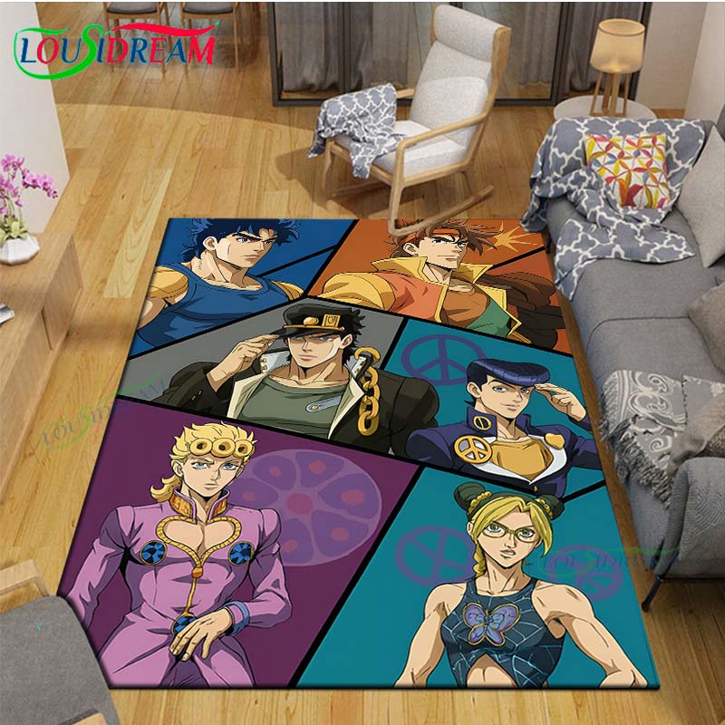 Классические Мультяшные Ковры J-JoJo's Bizarre Adventure для Гостиной, Противоскользящий Ковер, Коврики для Детской Комнаты, Игровой Ковер, Большой Ковер, Декор