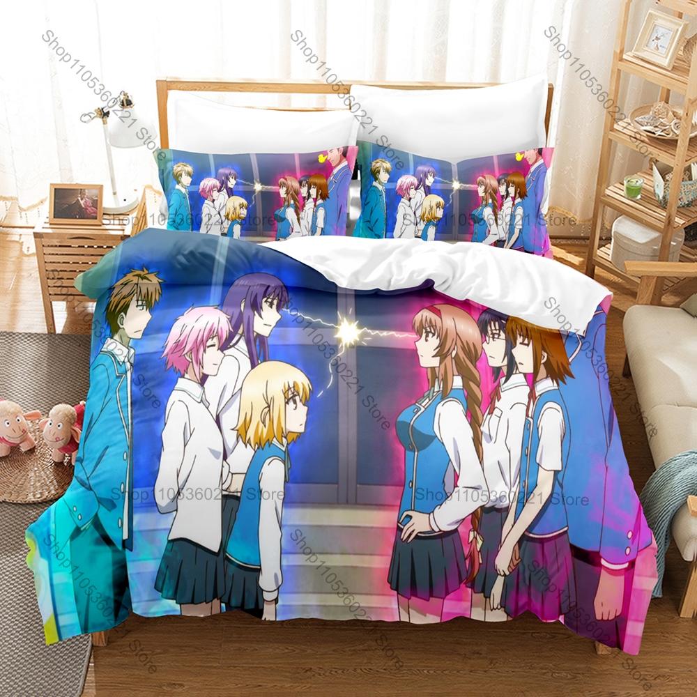 Крутое постельное белье D-Frag Anime 3D-печать Комплект: пододеяльник + 2 наволочки Мягкое полиэстеровое постельное белье Декор для спальни Для поклонников аниме