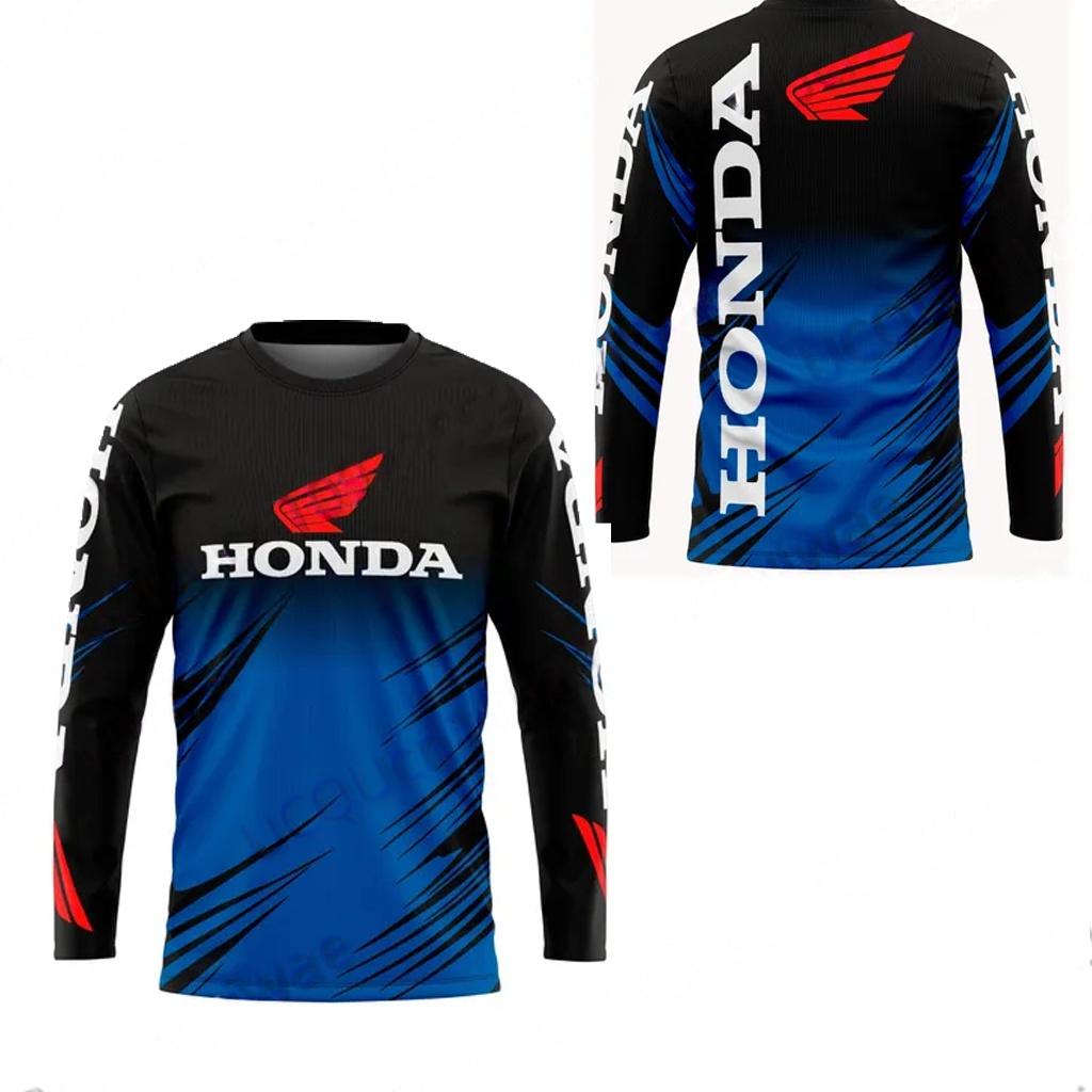 sdsh3 Playera Motociclista Biker Honda Fast Drying Breathable Long Sleeved Honda Riding T-shirt Tops for Men and Women