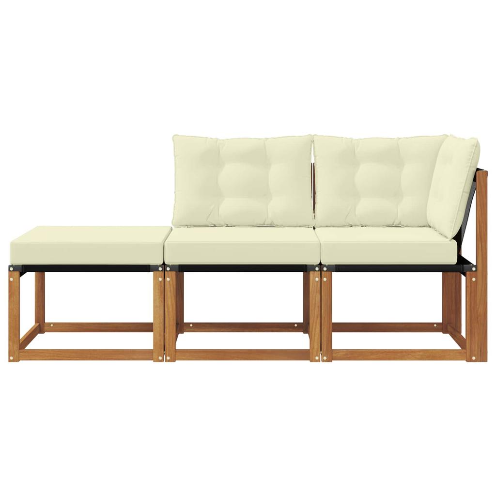 Outdoor Modular Sofa Set 3 Pieces Natural and Cream