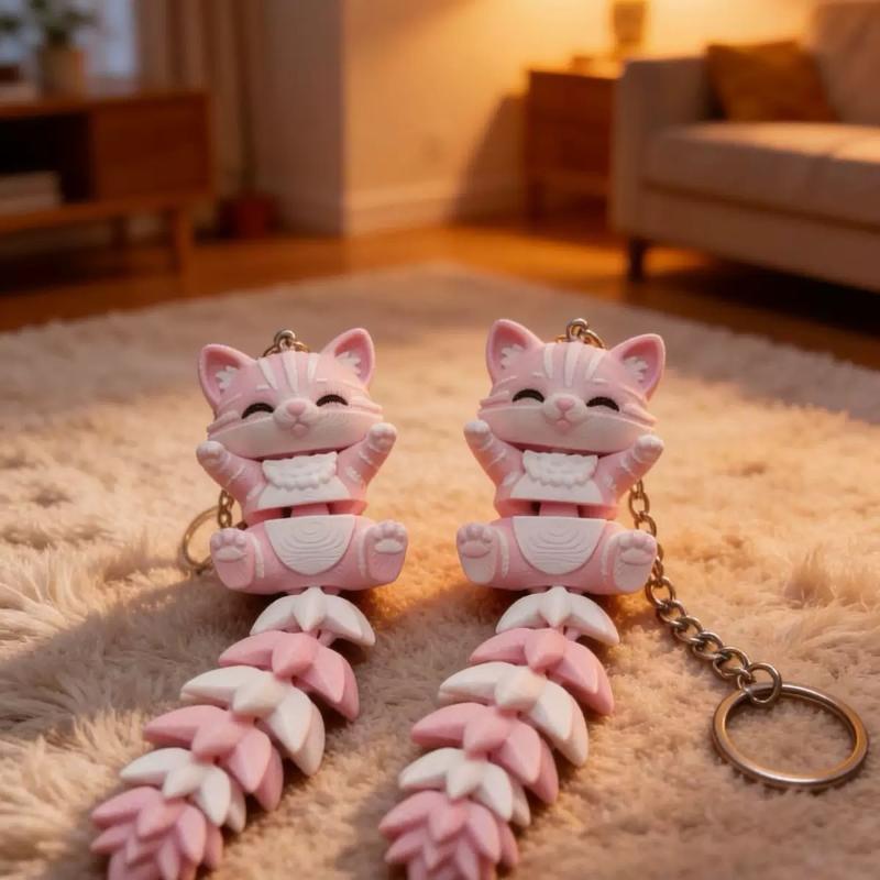 2 шт. 3D шарнирный брелок-лиса-кошка, подвижная игрушка-антистресс, подвеска-животное для украшения сумки, креативный подарок для друзей