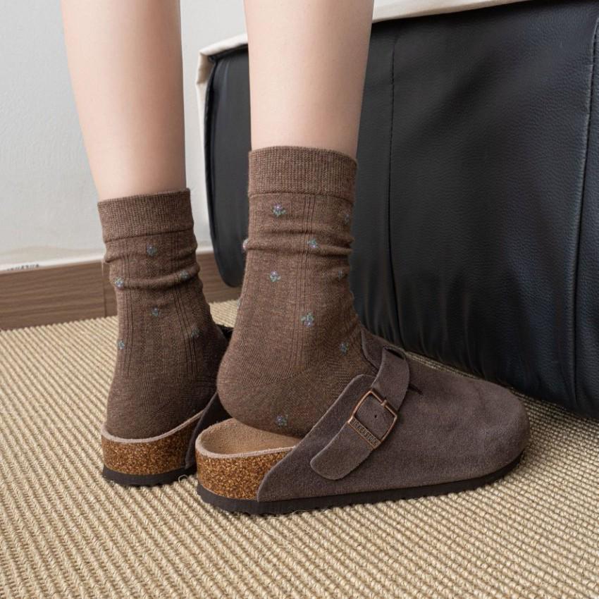 Осенне-зимние ретро цветочные преппи женские гольфы до середины икры