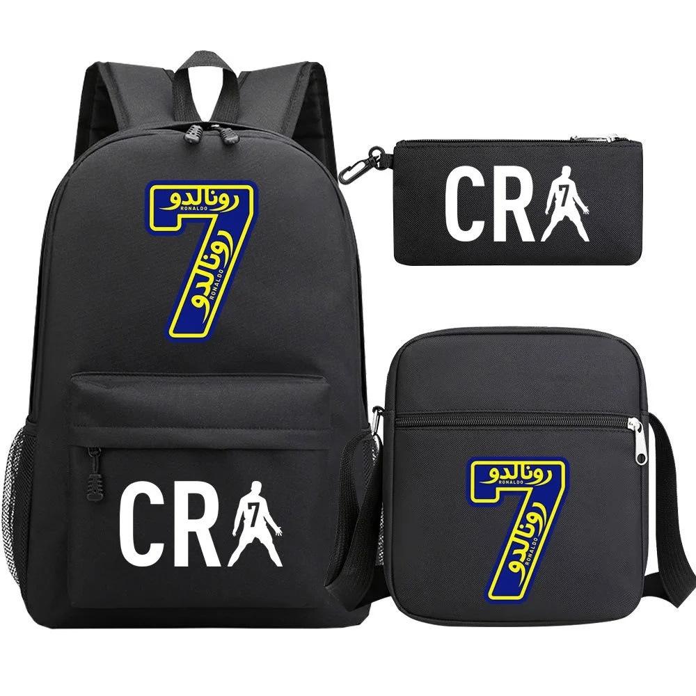 Primary And Secondary School Students Schoolbag Three-Piece Football Player Star Peripheral Printing Children'S Backpack