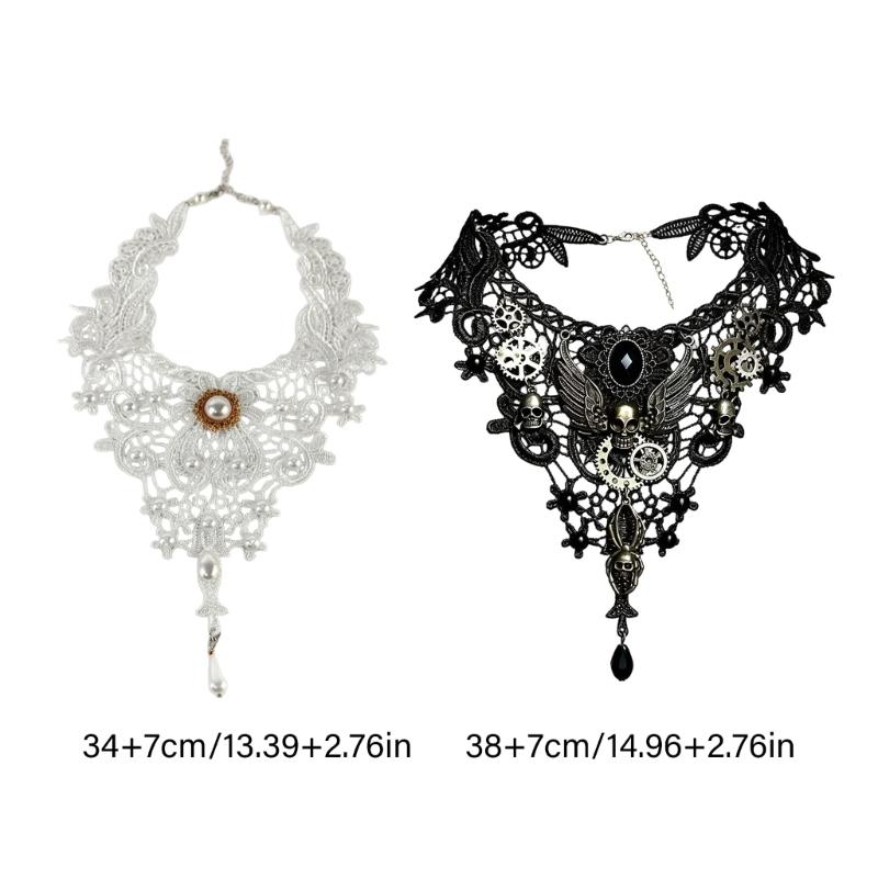 Gothic Lace Clavicle Necklace with Adjustable Clasp for Party Styling, Photo Looks, and Dress-Up Outfit Detail Appeal