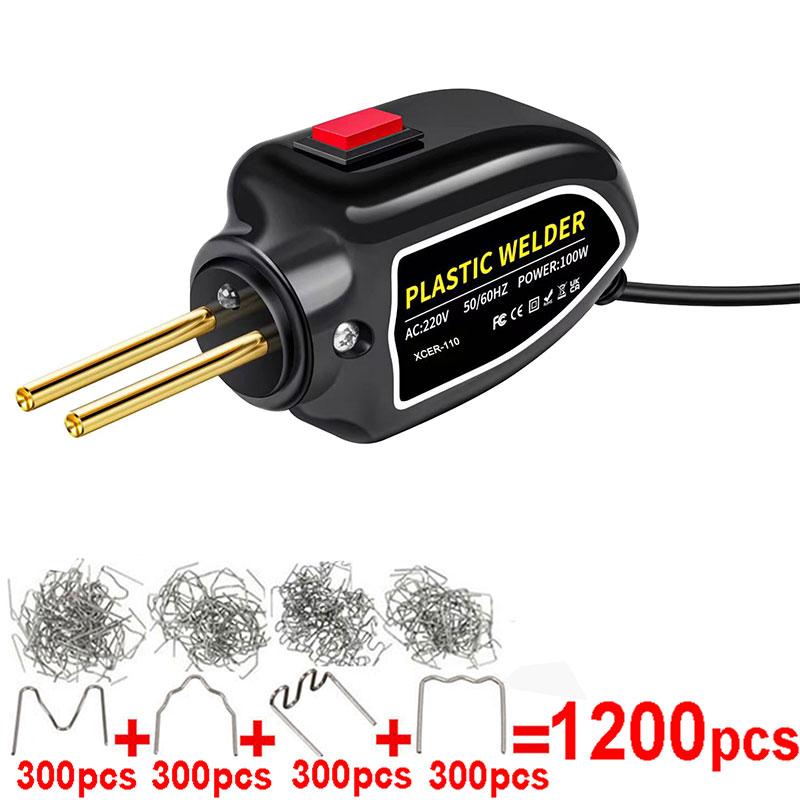 Портативный 100 Вт пластиковый сварочный аппарат, горячий гвоздезабивной аппарат, набор для ремонта пластика, мини 110 В пластиковый сварочный набор, 4 гвоздя с 1200 шт. сварочных гвоздей