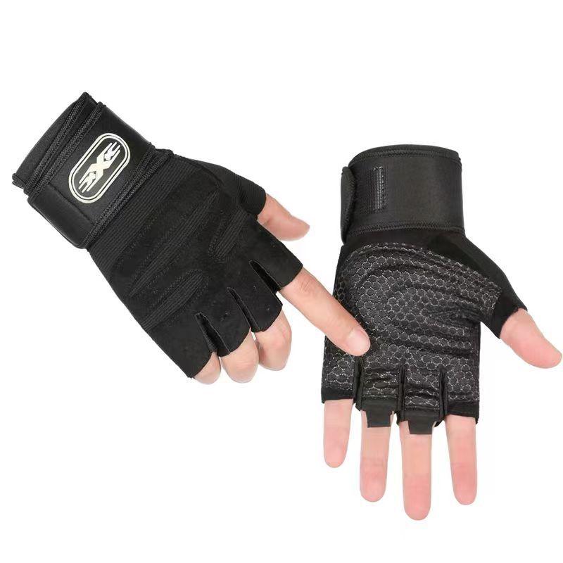 Перчатки для фитнеса с защитой запястья и полупальцами унисекс для занятий спортом на открытом воздухе