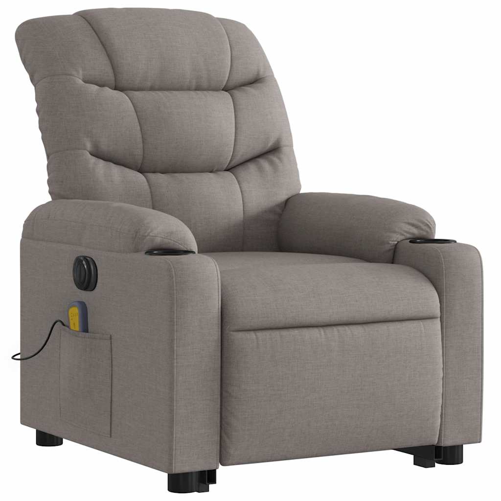 Electric Massage Recliner with Rising Function Taupe Fabric