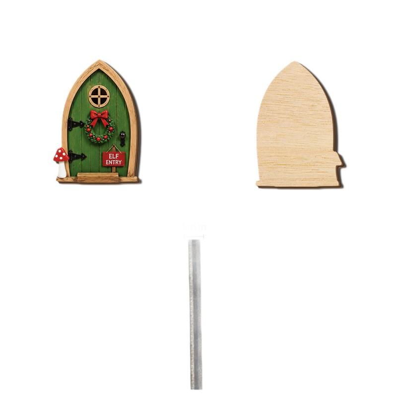 Christmas Wooden Fairy Door Wall Decor Cute Cartoon Ornament Home Holiday Atmosphere