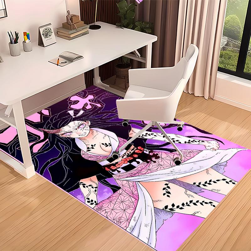 1pc Demon Slayer Nezuko2 Print Area Rug - Soft, Washable Non-Slip Indoor Mat for Office Chairs, Living Room, Home Office Decorative Rug