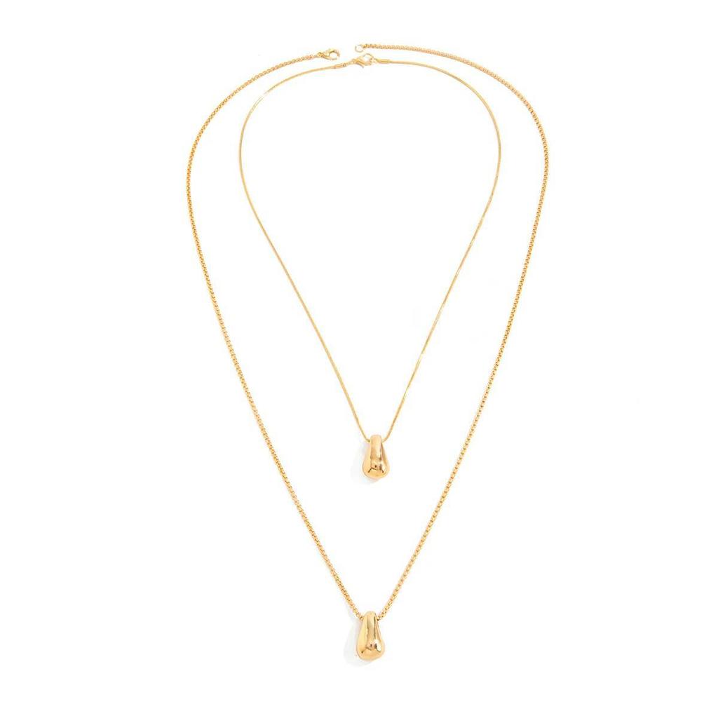 SHIXIN Minimalist Geometric Water Drop Pendant Necklace for Women Elegant Long Chain Sweater Chain Accessories Jewelry Gifts