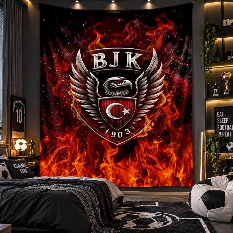Wall Hanging Tapestry Beşiktaş FC Print Cloth for Living Room Bedroom Home Decor