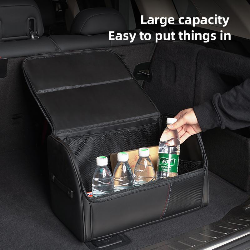 Car Trunk Organizer Carbon Fiber Leather Storage Box Tools For Volvo XC90 V90 V60 XC60 V40 EC40 EX40 S80 S60 S90 C40 XC40 V70 XC