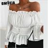 Fall Long-sleeved Off-the-shoulder Ruffled Blouse for Women Blouse for Women