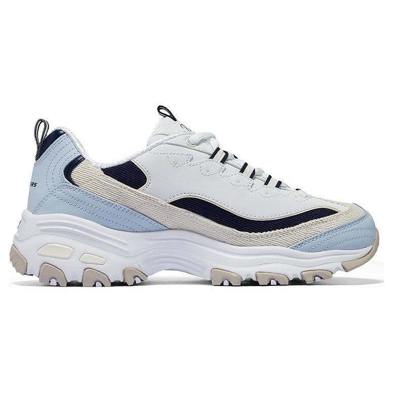 Skechers DLites 1.0 Обувь Панда Молочный Чай Медведь Морская Соль Кокосовое Желе Удобные Универсальные Толстая Подошва Увеличивающие Рост Низкие Папины Туфли 896276-BLMT