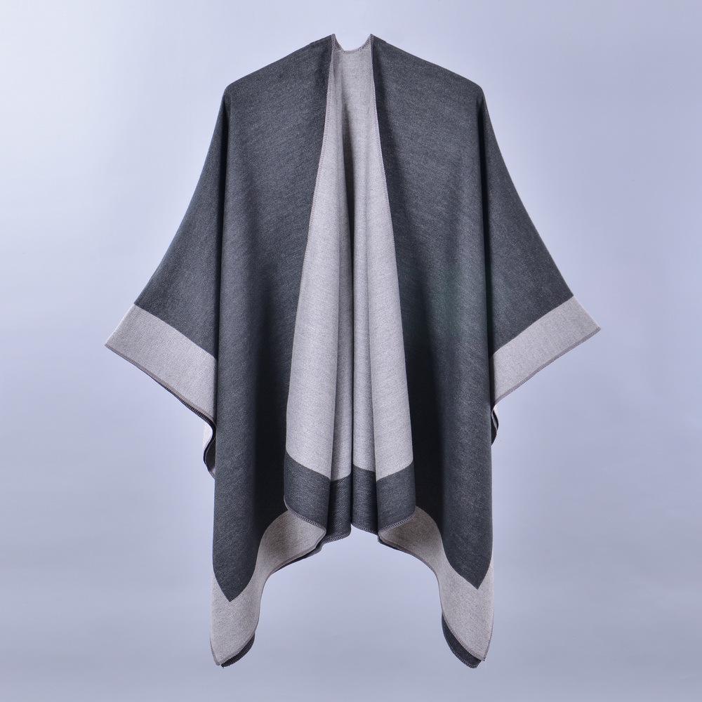 Women's Versatile Solid Color Spring Scarf Shawl - Imitation Cashmere Poncho for All Seasons