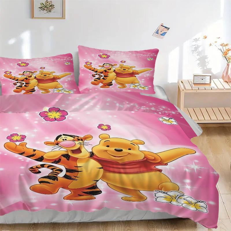 Piglet Tigger Pink Print 3Pcs Bedding Setduvet Cover With 2 Bedropillowcase Home Birthday Gift