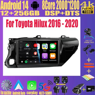Для Toyota Hilux Пикап AN120 2015-2020 RHD LHD 8 ядер 2 DIN Android 14 Авто Автомагнитола Мультимедиа 2din Стерео Carplay GPS dvd