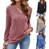Plus Size Women's Ribbed V-Neck Sweatshirt - Fall Winter Fleece Casual Pullover Long Sleeve Relaxed Fit Tunic Top
