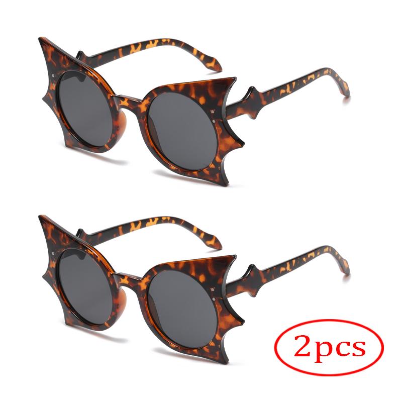 2PCS Large Frame Bat Shaped Sunglasses Innovative UV400 Color Gothic Men Women Street Sun Glasses Fashion Eyewear