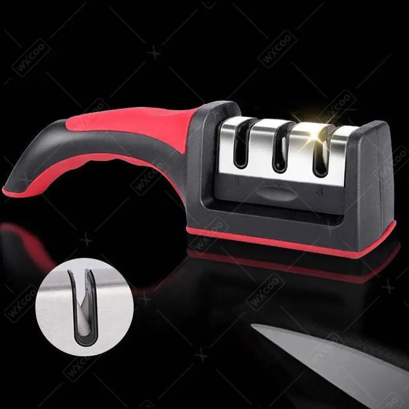 Точилка для ножей Whetstone Sharpening Professional Многофункциональная 3-ступенчатая керамическая точилка для кухонных ножей с нескользящей основой