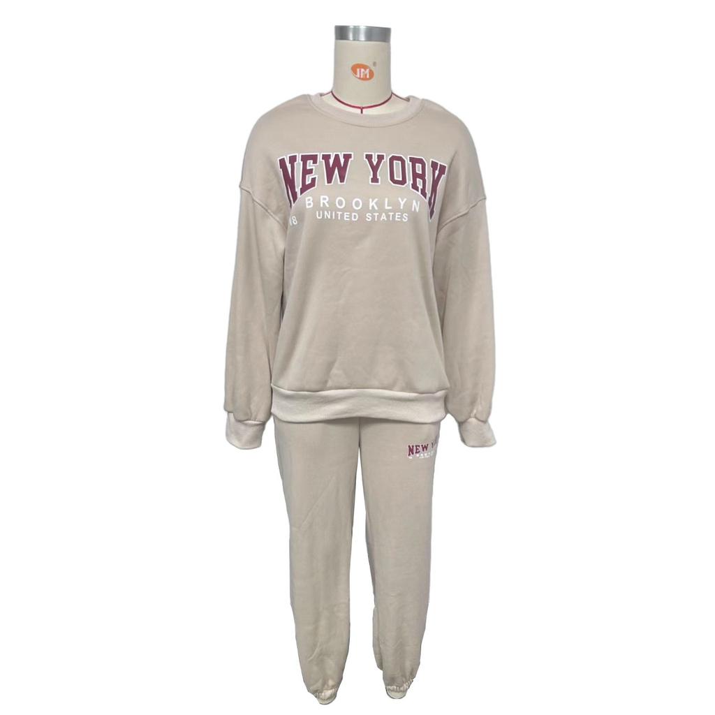 BITCED Женский повседневный модный толстый костюм с принтом плюс флисовая толстовка с длинными рукавами, брюки, костюм