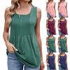 Women's Solid Color Vest Smocked Pleated Fashionable Square Neck Vest Top